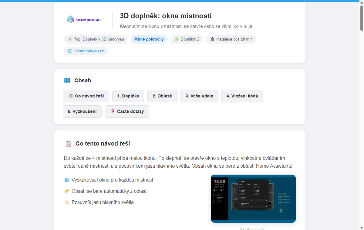 Ukázka návodu 3D doplněk: okna místností