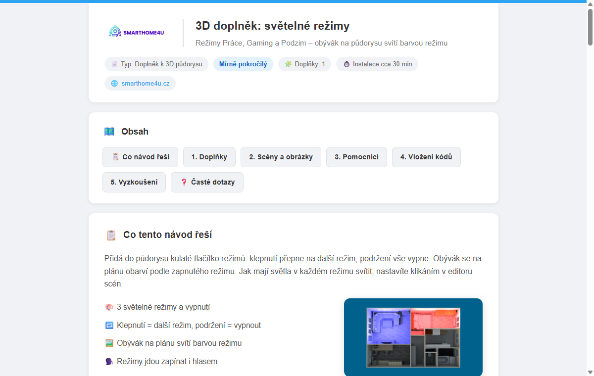 Ukázka návodu 3D doplněk: světelné režimy