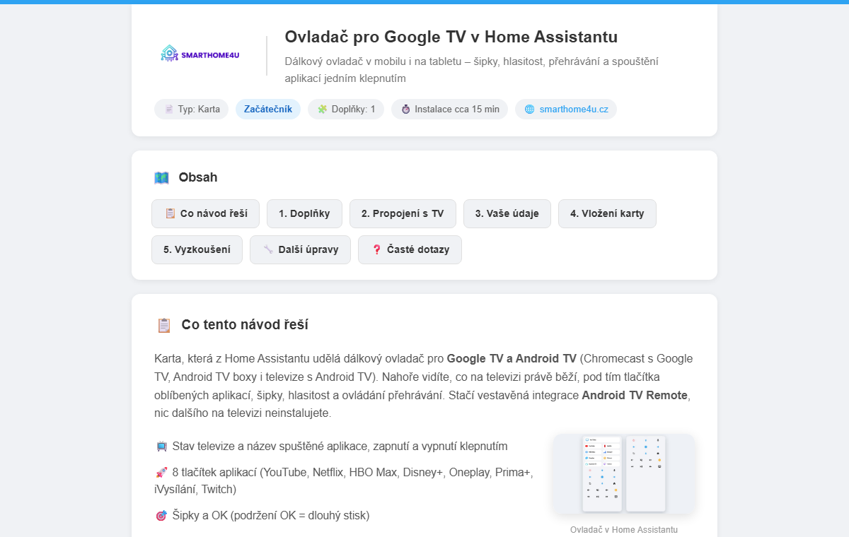 Ukázka návodu Ovladač pro Google TV